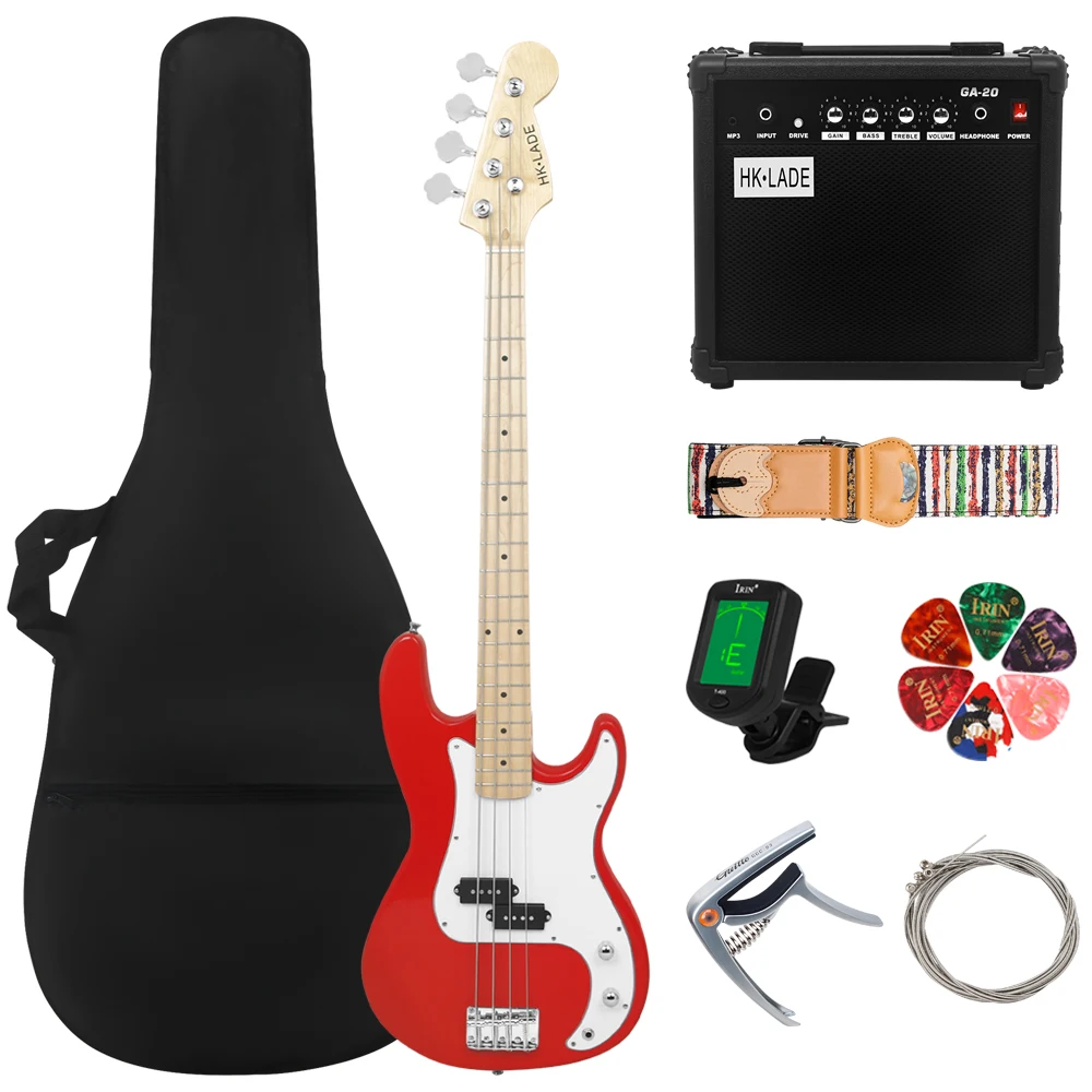 HK·LADE 4 Strings 20 Frets Bass Guitar Maple Body Neck Electric Bass Guitar Guitarra With Bag Amp Strap Guitar Parts & Accessory