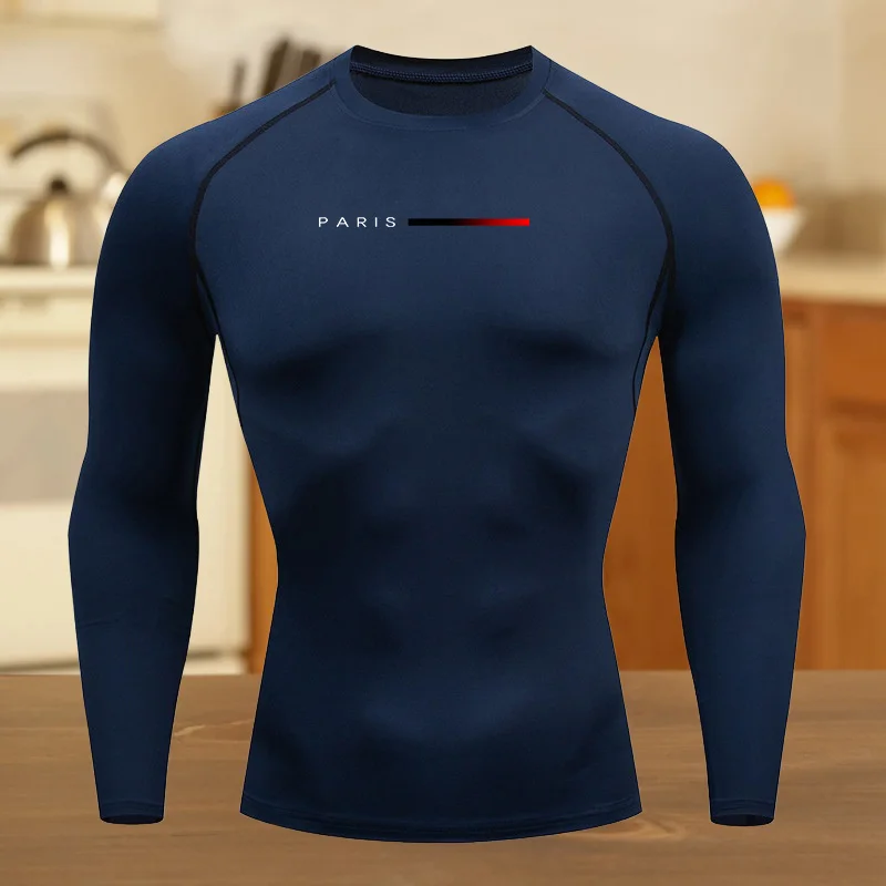 الرجال ضغط قميص للتمرين التجفيف السريع أعلى تنفس العرق الجري امتصاص ضيق صالح اللياقة البدنية تي شيرت مقاومة للعرق #4