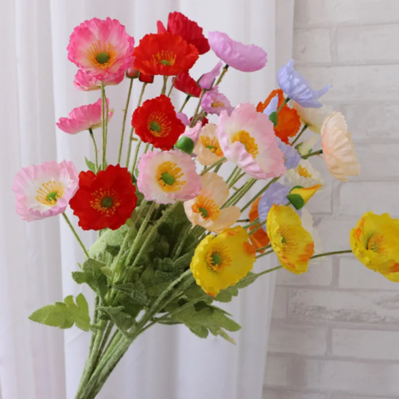 

Artificial Flower Bouquet Home Decor Artificial Poppy Fake Flowers Diy Handmade Crafts Home Party Wedding Decoration Flowers