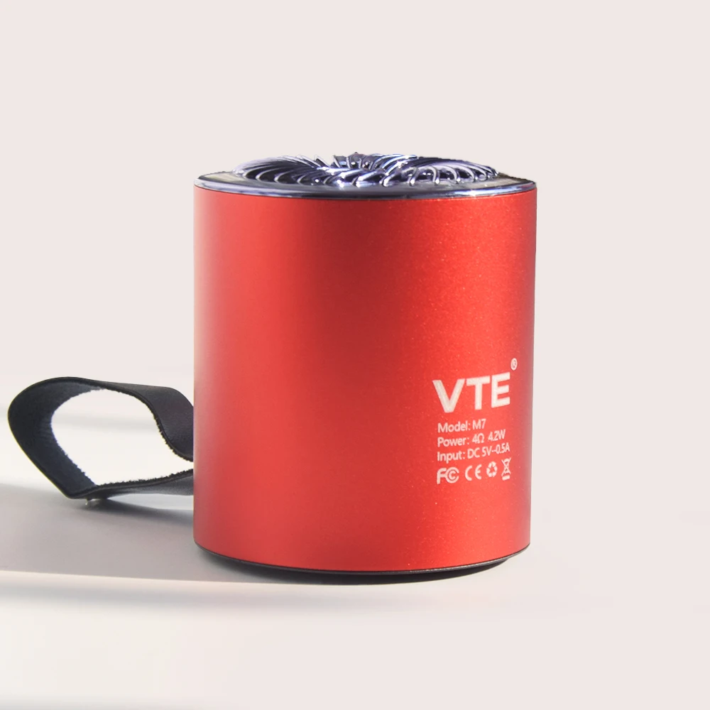 VTE M7 Portable Speaker Metal Compatible Bluetooth TWS Stereo Sound FM Radio with Mic RGB Light  Outdoor Travel