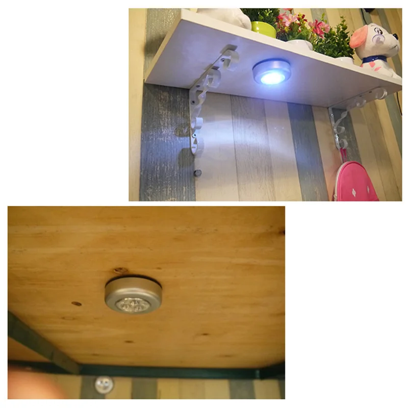 3 LED Night Light Under Cabinet Closet Round Led Lamp Wireless Wall Lamp Touch Sensor Bedside Reading Lamp For Kitchen Bedroom