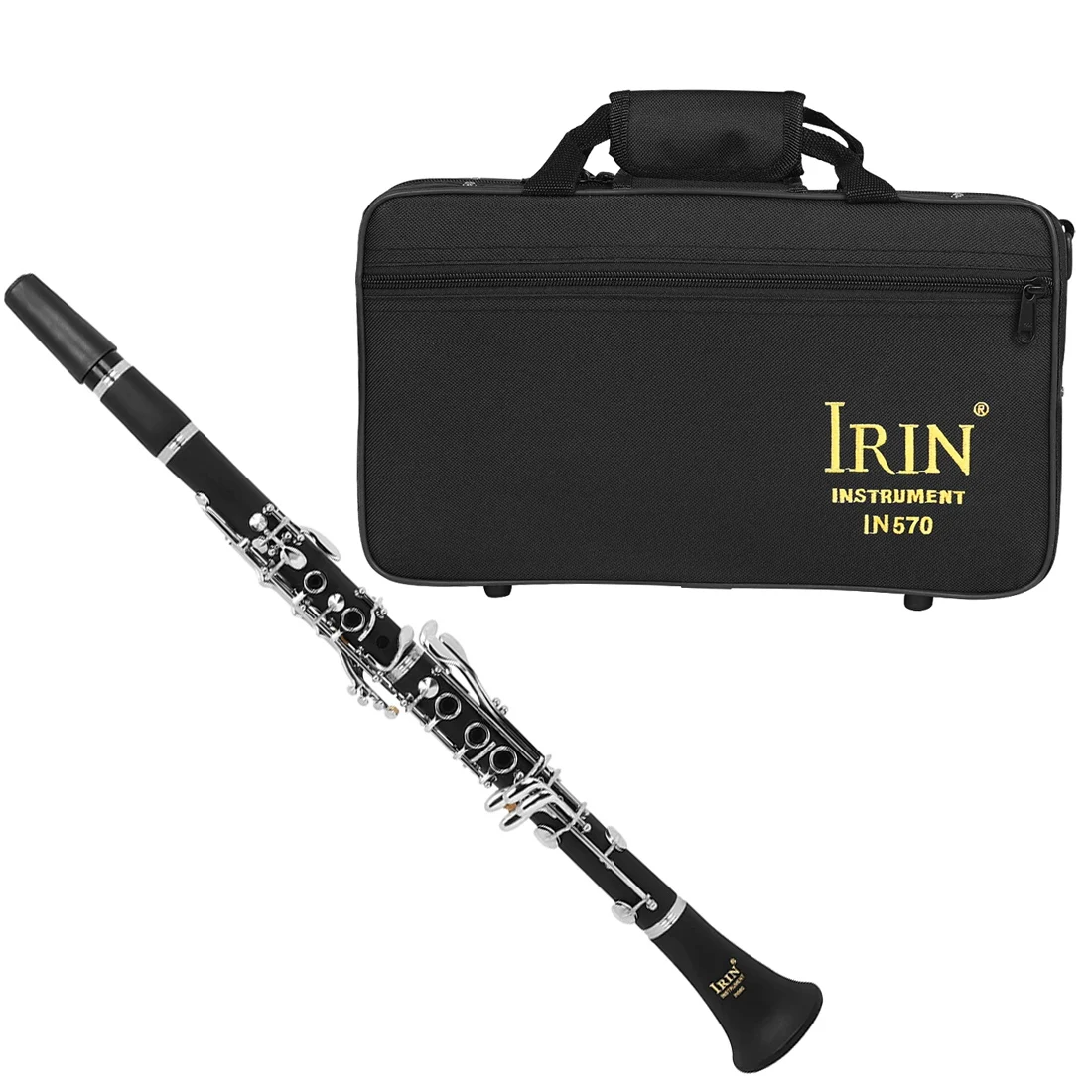 IRIN Black Bb Clarinet 17 Keys 6 Rings Clarinet with Clarinet Cleaning Kit Reeds Parts Playing Practice for Students/Beginners