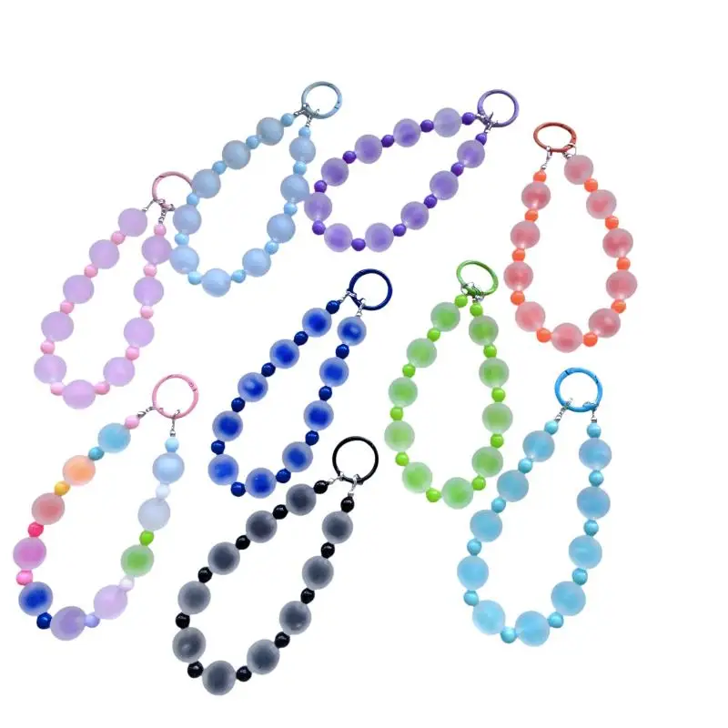 Regenbogenfarbene, mattierte Jelly-Perlen-Handyschnur, kreatives Geschenk, doppelter Verschluss, Anti-Verlust-Handgelenkschlaufe für Geburtstagsgeschenke an Freunde – Detail 9