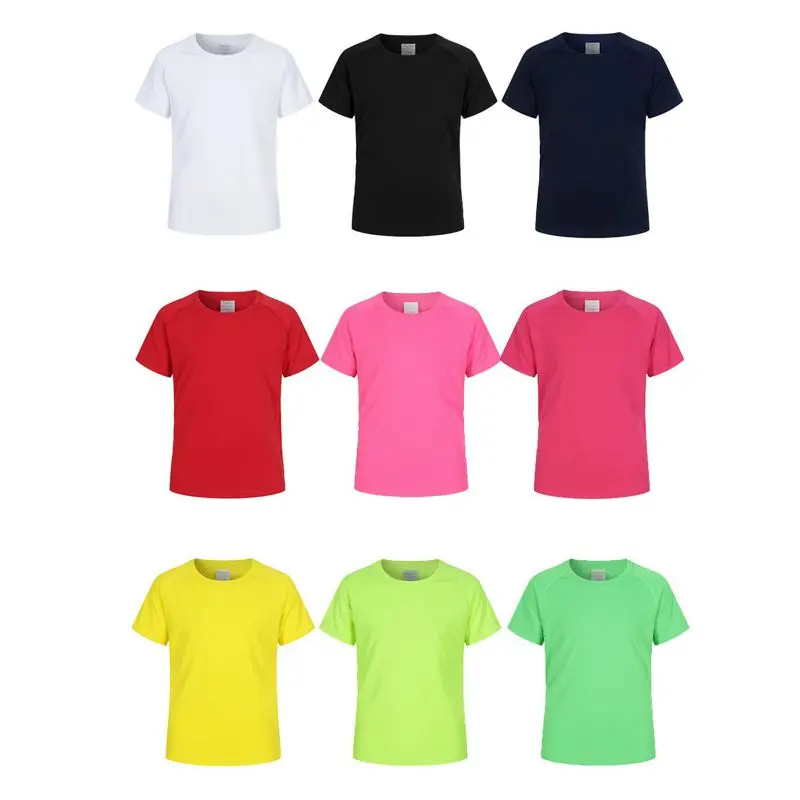 Summer Girls Boys Solid T-Shirts Clothes Short Sleeve Yellow Red Green Kids UnderShirt Bottomming Clothing