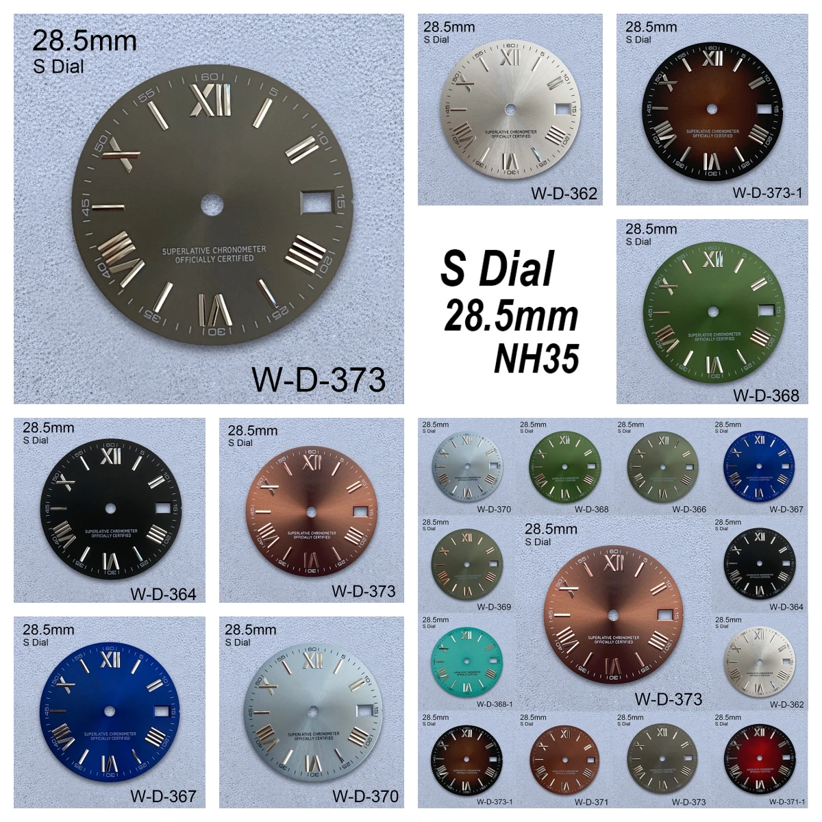 

28.5mm S Logo Rome Dial Fit NH35/NH36/4R/7S Japanese Movement High-Quality Sunray Dial Watch Modified Accessories