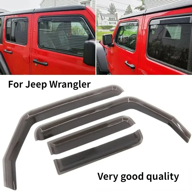 

Side Window Deflector Exterior Weather Shield Shelters Wind Rain Shade Visor Guard For Jeep Wrangler 4-door JK 2007-2018