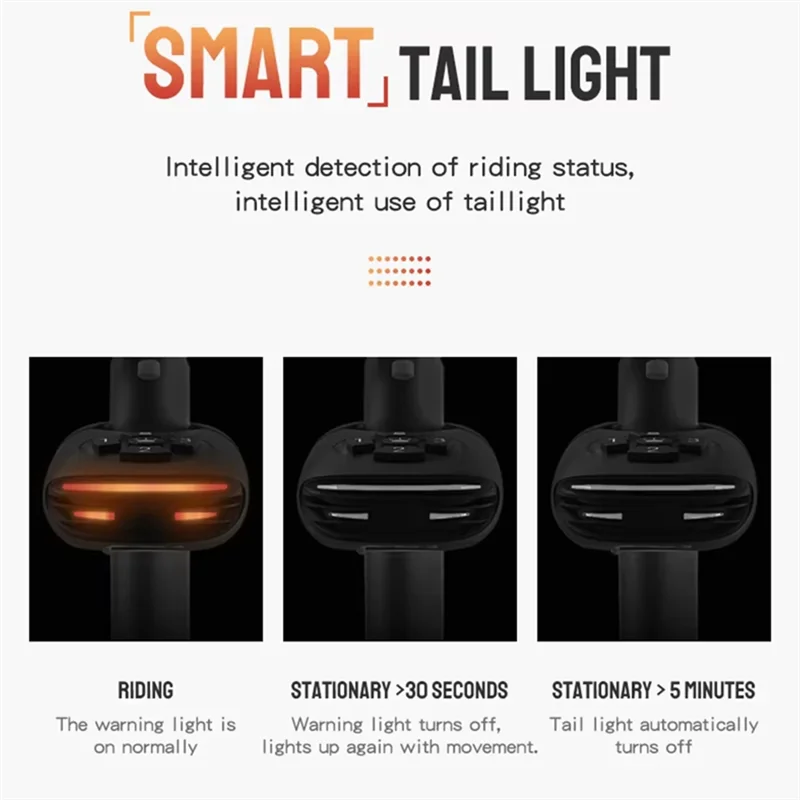 A69Z Bike Tail Light Bicycle Anti-Theft Alarm Tail Light 3 In 1 IP65 Waterproof One Touch Arming Night