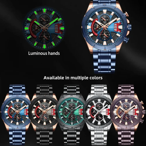 Imagen 2 del producto CURREN relojes Top para hombre marca de lujo de cuarzo de acero reloj de negocios Hombre Deporte impermeable Fecha, cronógrafo reloj