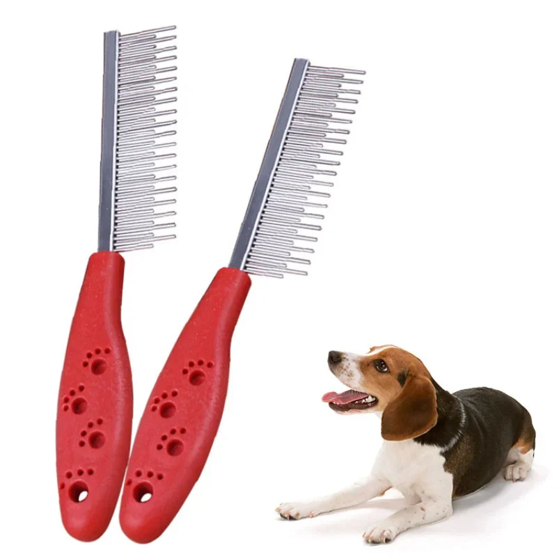 Dog Comb Row Long and Short Tooth Steel Needle Dog Comb Pet Hair Removal Shedding Pin Combs for Cat Dog Cleaning Grooming Tool