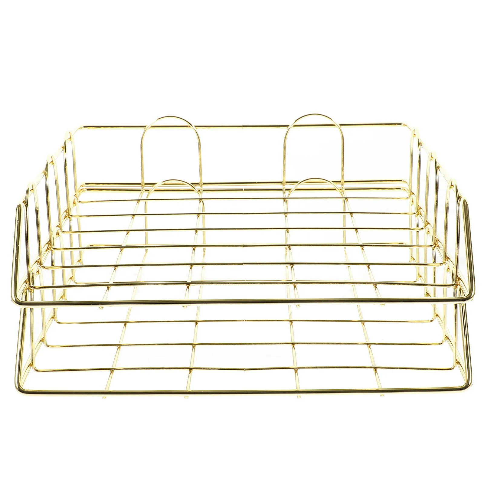 2Pcs Sturdy Metal Desk Organizer Basket for Bathroom Bedroom Dressing Room Office Stationery Documents Magazines Aesthetic Black