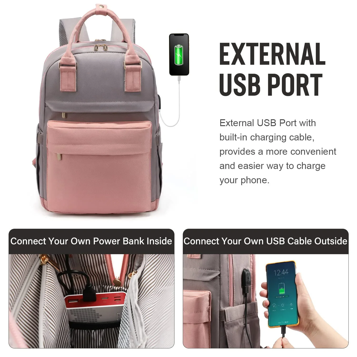 Women's Travel Backpack Fashion USB Charging Laptop Lightweight Handbag School Bags For Girls Multifunctional Suitcase Backpacks