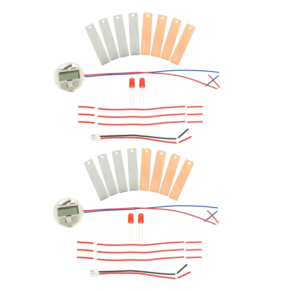 2 conjuntos de instrumentos de experimento de frutas, baterias infantis, eletroímã, relógio de batata de metal, kit de fabricação