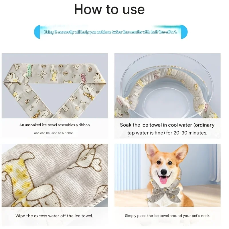 1pc Universal Summer Pet Cooling Ice Scarf,Dog & Cat Neck Collar,Physical Heatstroke Prevention Cool Towel,Outdoor Ice Neck Ring