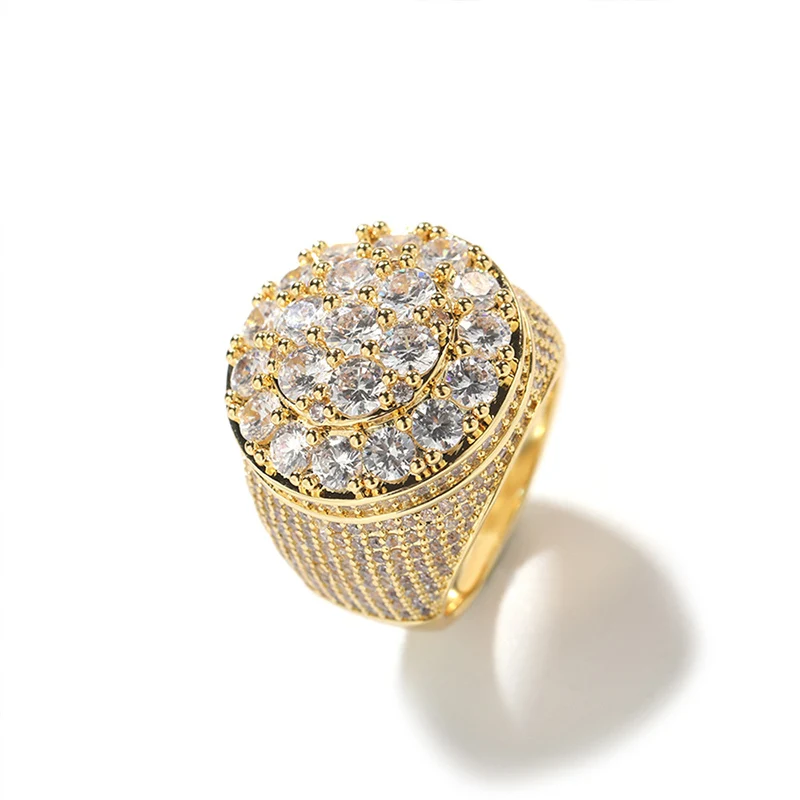 

Hip Hop Micro Paved AAA+ Cubic Zirconia Bling Iced Out FlowersRings for Men Rapper Jewelry Drop gift Shipping Size 7-11