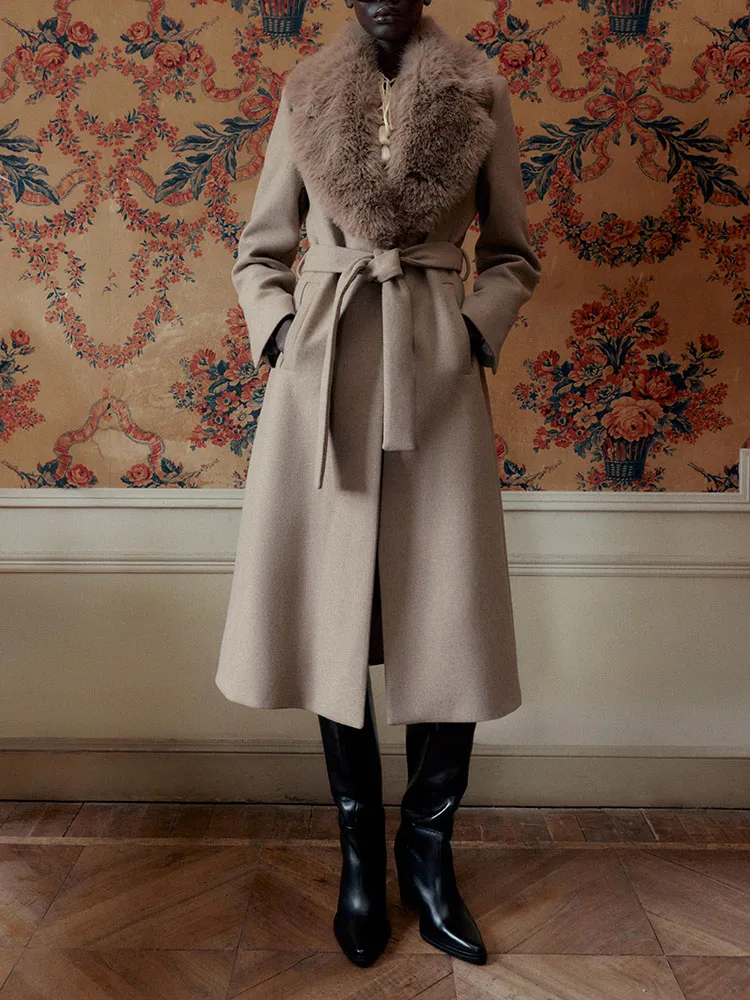 

Элегантное женское зимнее пальто ZA2025 с эффектом искусственного меха, новая модная верхняя одежда для женщин