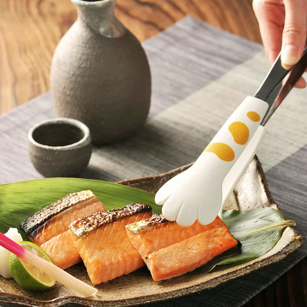 

2Pcs Cat-Pad Food Tongs Stainless Steel Kitchen Tongs for Bread Salad Pasta Steak Barbecue Grilling Cooking Baking Utensils