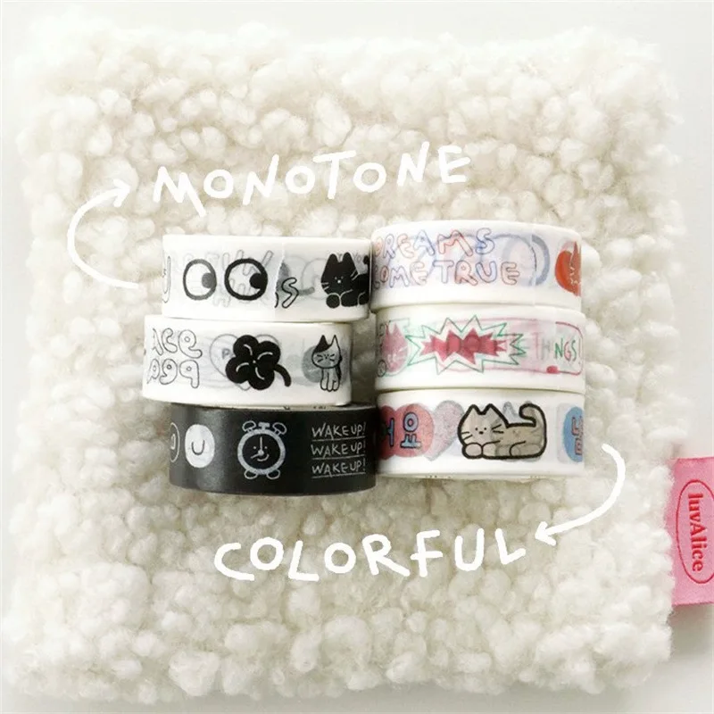 

Декоративная клейкая лента-стикер (1,5 см x 5 м) с милым граффити-дизайном для дневников и скрапбукинга