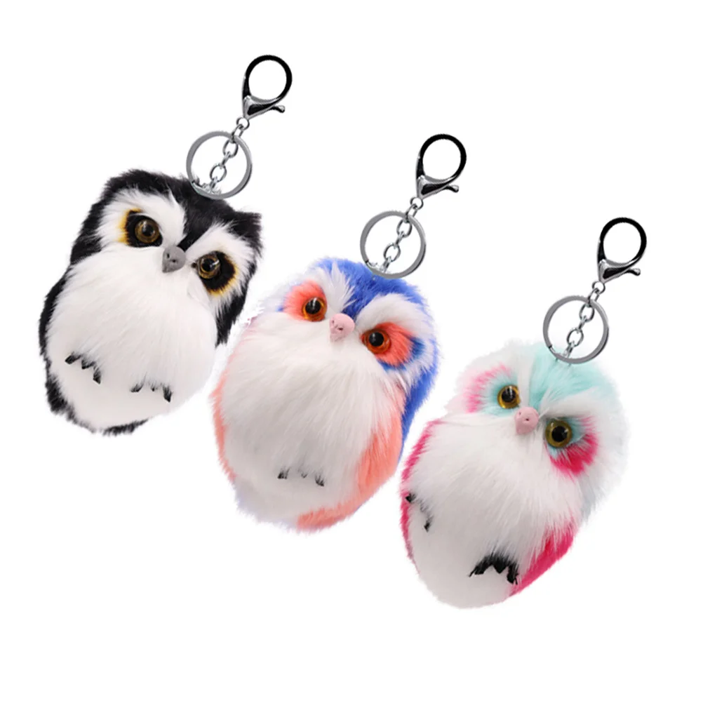 

3Pcs Creative Owl Key Ring Durable Fashionable Ornament for Bag Cell Phone Car Key Party Favor Multiple Colors Available