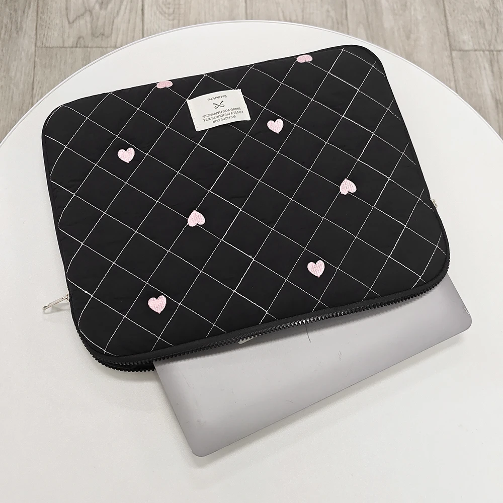 Bolsa fofa para laptop de viagem, bolsa para laptop de 9-11 polegadas para macbook/mi/dell de 15-16 polegadas, capa protetora à prova de choque com padrão de coração