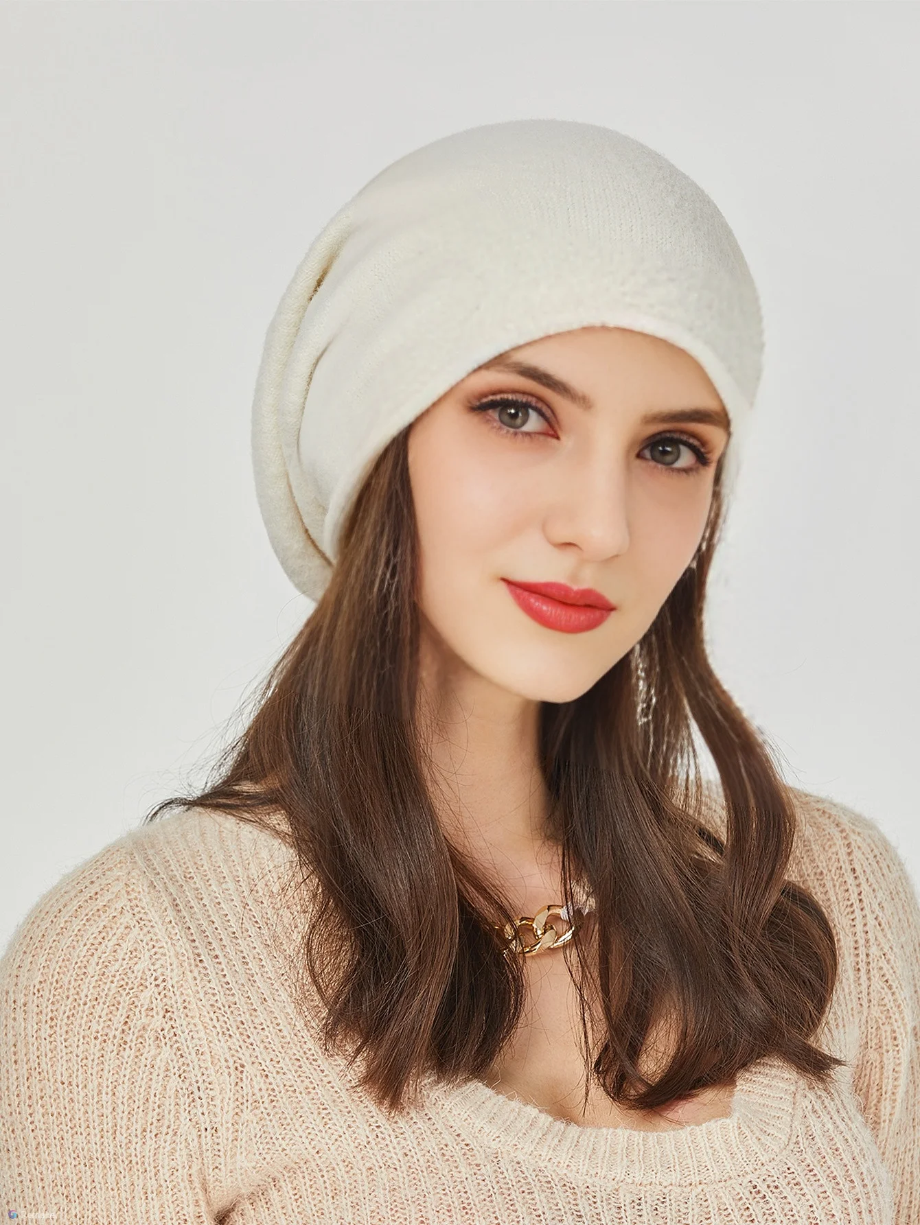 Knitted Wool Beanie Hat For Women Autumn Winter Warm Soft Crimping Slouchy Beanies For Gorros Female Fashion SKullies Cap