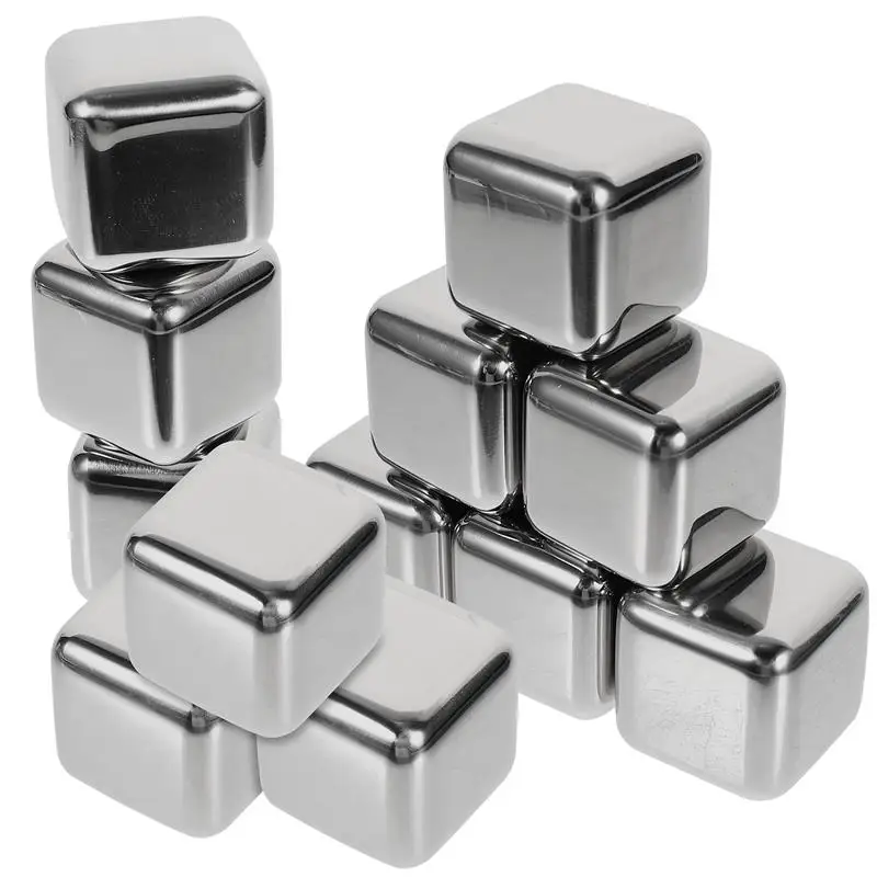 

12Pcs Stainless Steel Whiskey Stones Reusable Ice Cube Chilling Stone Rocks For Beer Wine Quick-Frozen Beer Metal Ice Pellets