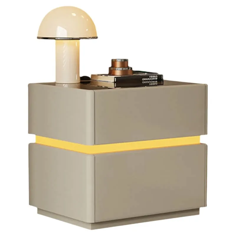 Minimalist solid wood paint bedside table with light luxury high-end feeling with secret lock bedroom bedside storage cabinet