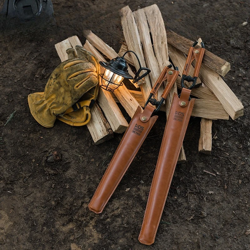 

Pliers Camping Picnic Fire Pliers Leather Case Thick Steel Pipe Anti-corrosion Durable High Temperature Resistant Pliers