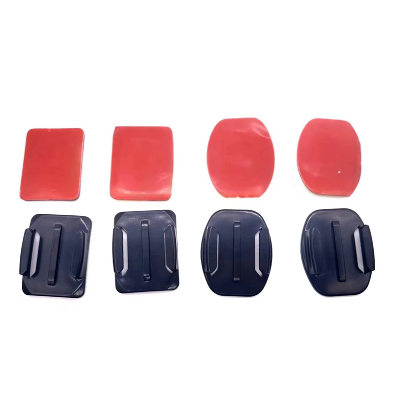 4Pcs Set For Gopro Hero 8/7/6/5 Helmet Accessories Small Ant Flat Curved Base Shangou Adhesive (With Stickers)