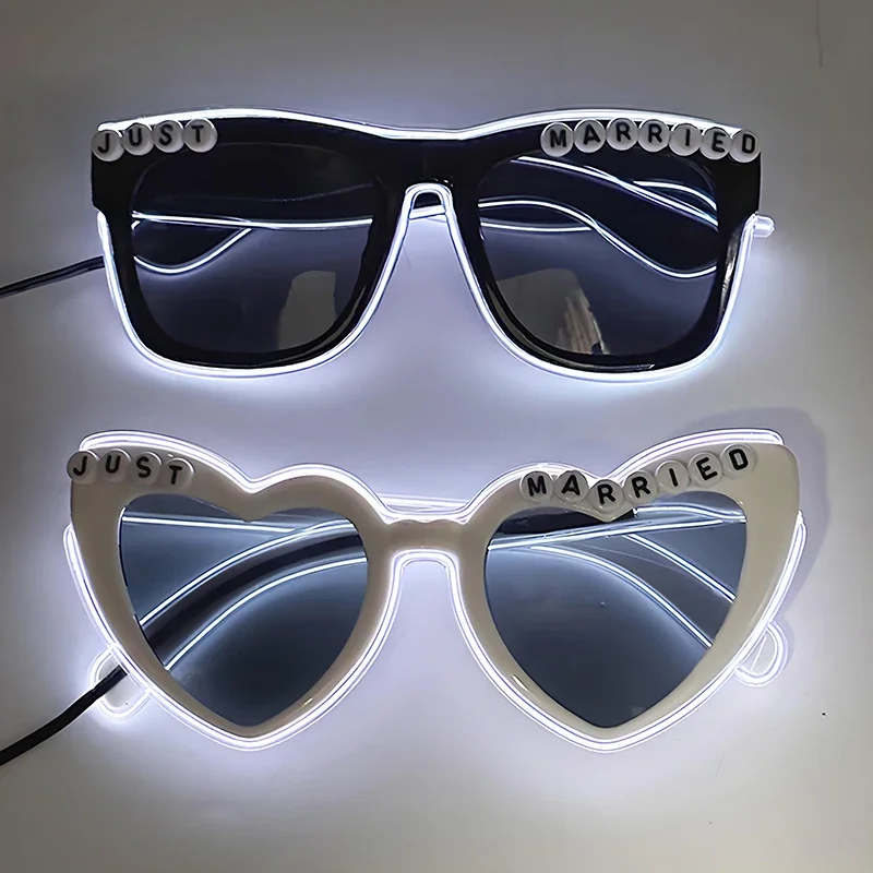 10 Colors Fashion EL Wire Neon LED Sunglasses Bar Dance DJ Bright Flashing Sun Glasses Men Light Up Eyewear