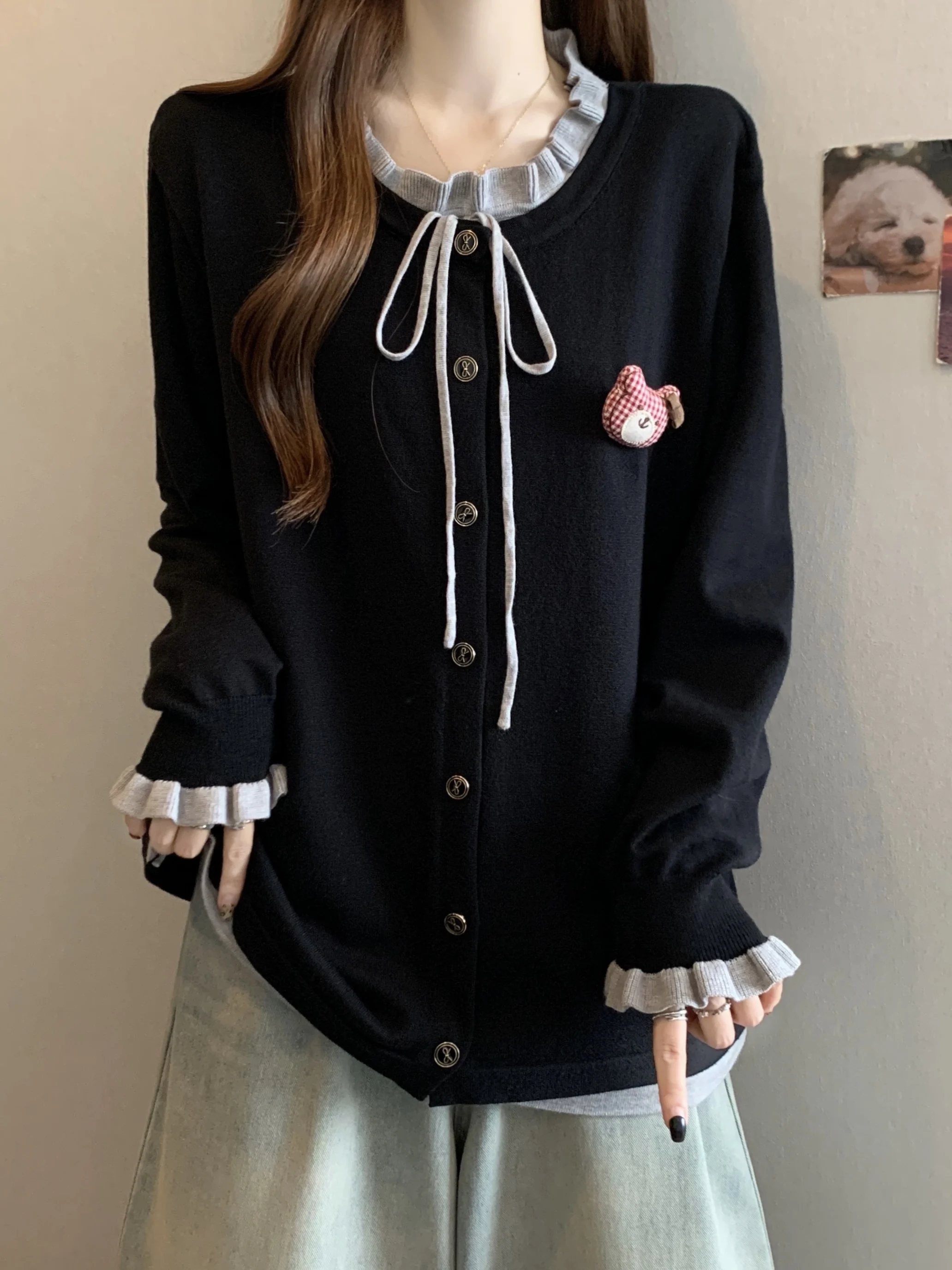 

plus Size Knitwear Long Sleeve Lazy Style Belted Autumn Winter New Design Slimming Versatile Korean Style Women's Innerwear Top