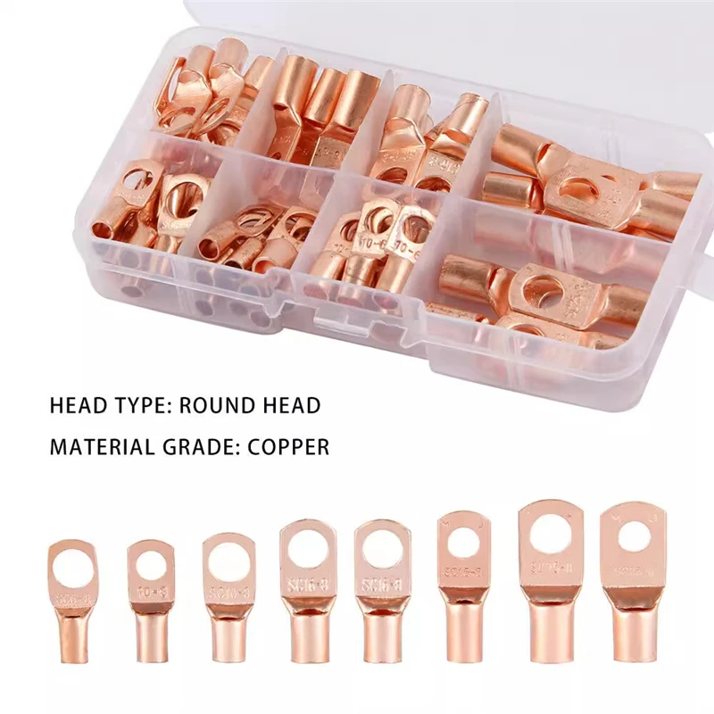 60PCS Golden SC6-25 Series Peephole Copper Terminals Terminals Connector Set