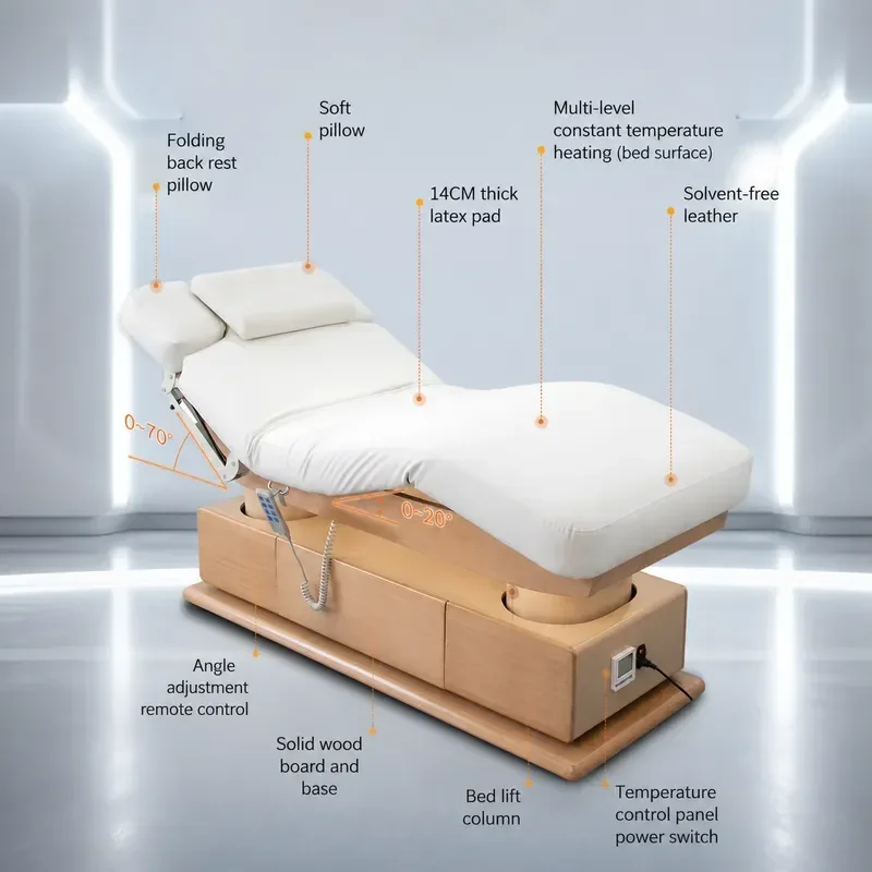 Bohore Electric Beauty Bed Full Body Lifting Massage Treatment Table with Constant Temperature Heating for Spa and Wellness