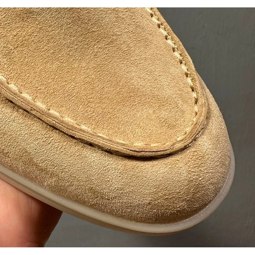 Khaki-colored soft flat mule sandals, lightweight and slip-resistant sole, suitable for daily casual wear