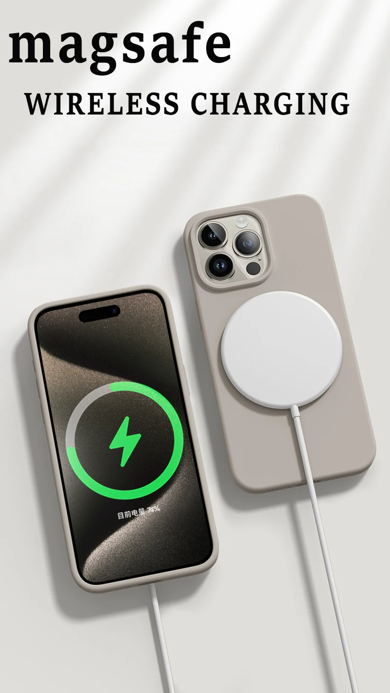 Für Magsafe Original Magnetische Fall Für iPhone 16 15 14 13 Pro Max Plus Drahtlose Lade Fall Officia Flüssigkeit Silikon Telefon Abdeckung – Detail 6