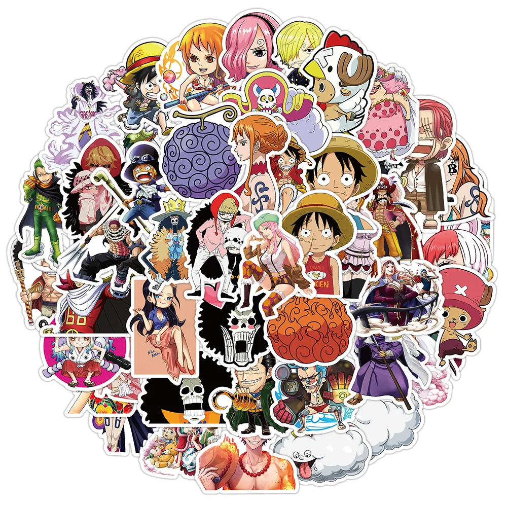 10/30/50pcs Classic Cool Anime EEN STUK Stickers Nami Luffy Zoro Cartoon Decals Skateboard Telefoon notebook Kids DIY Sticker Speelgoed