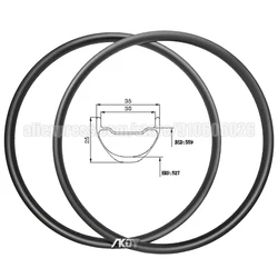 26 inch Mountain Bike Rims XC / AM / DH 25mm x 35mm MTB Carbon Ring Disc Brake Clincher Tubeless Hookless Bicycle MTB Rim