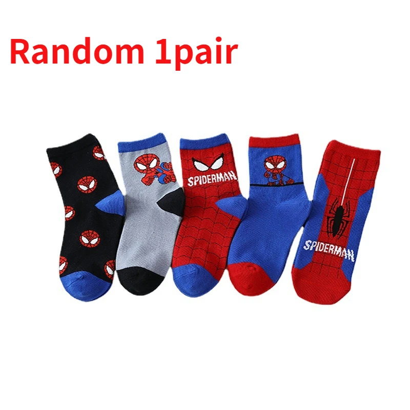 Disney Baby Socks Spiderman Cartoon Anime Hero Cotton Boys Tube Socks Children Autumn Winter Socks Random 1pair