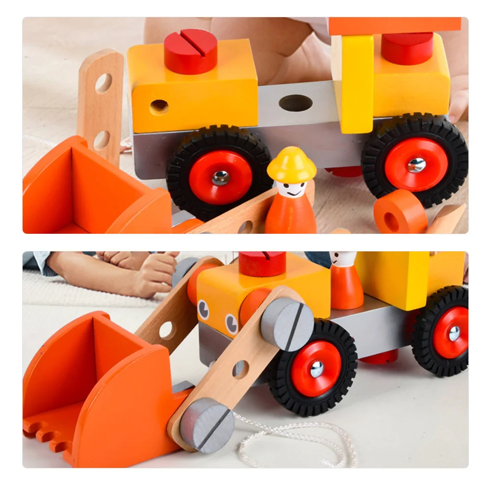 Kit escavatore in legno Costruzione educativa per bambini Pregevole fattura Coordinazione occhio-mano Apprendimento cognitivo assemblato