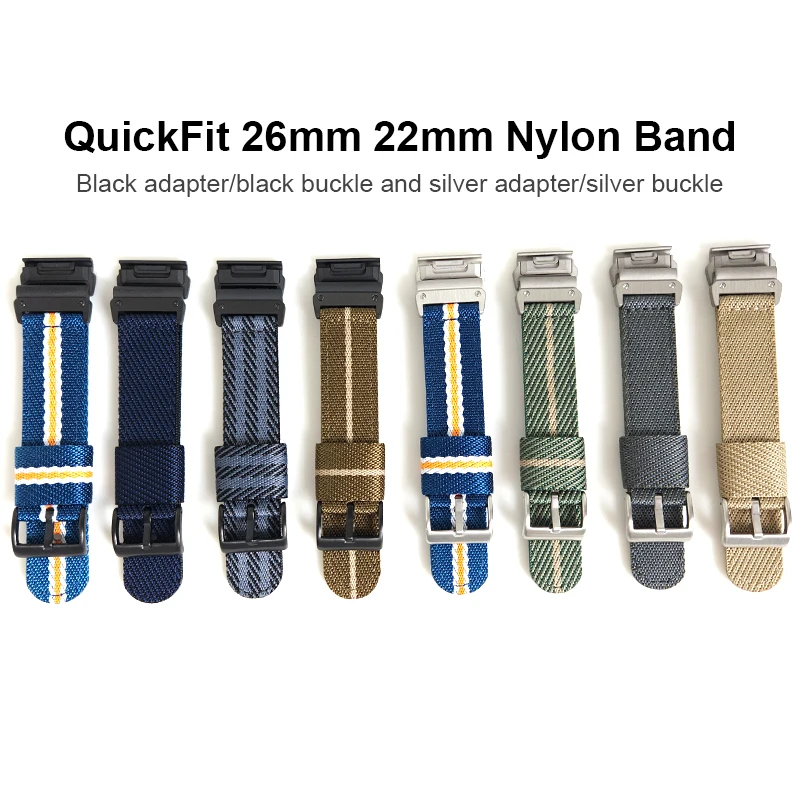 QuickFit Watch Band 22mm 26mm For Garmin Fenix 7X 6X Pro 5X 7 6/TACTIX DELTA Epix Gen 2 MARQ Descent G1 Nylon Replacement Strap