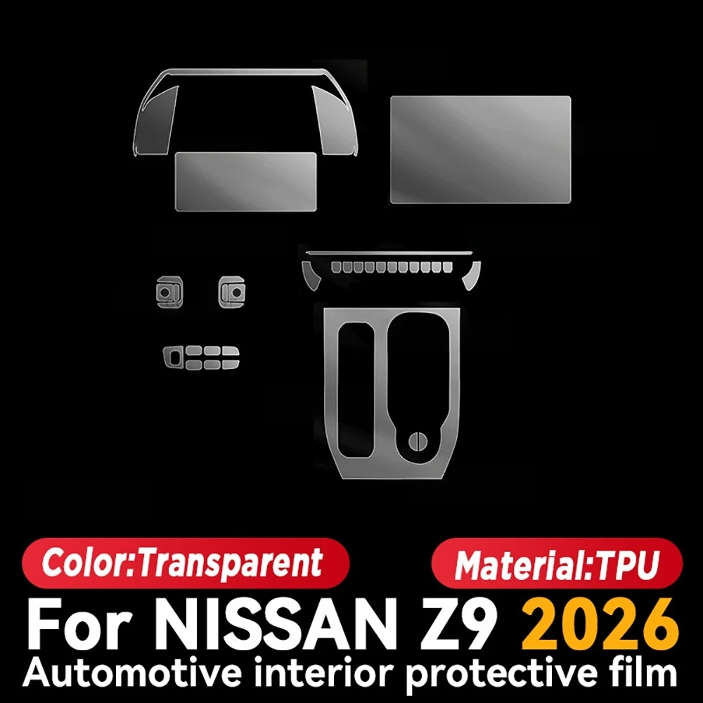 TPU For NISSAN Z9 2026 Transparent Protective Film Car Interior Central Control Navigation Panel Auto Sticker