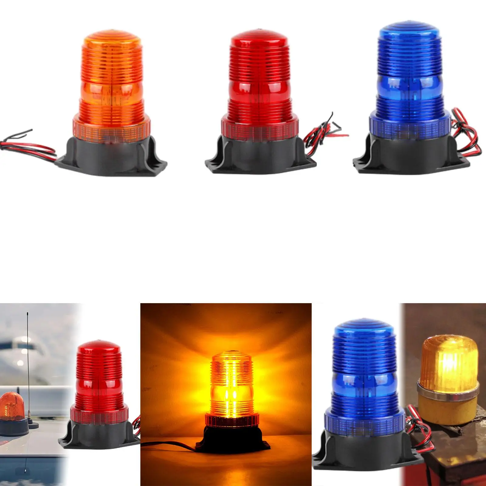 

Generic Warning Light Emergency Flashing Beacon for 12V 24V Vehicle Car UTV