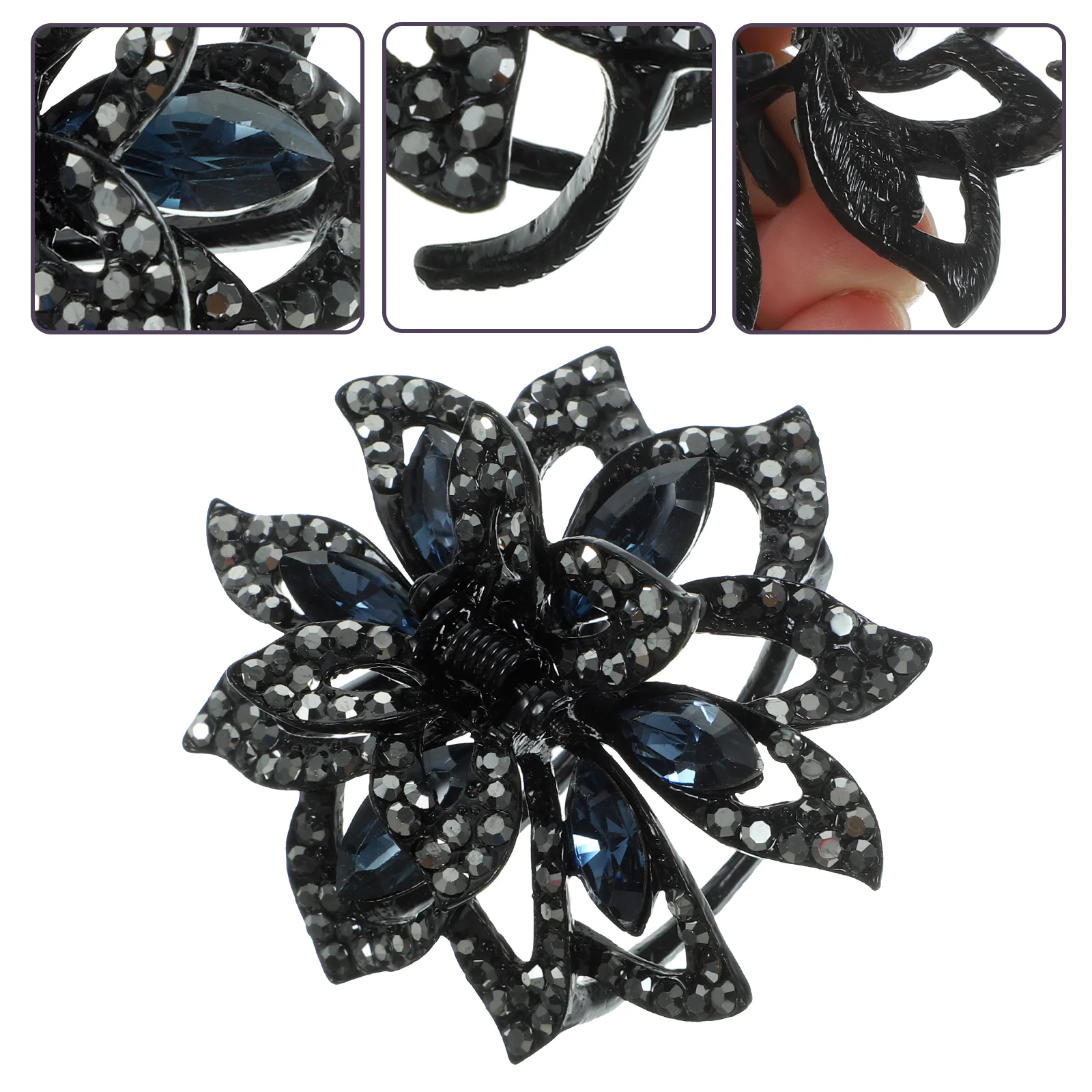 Alloy Rhinestone Hair Clip Pins Claw Metal Tiny Clips for Thin Women