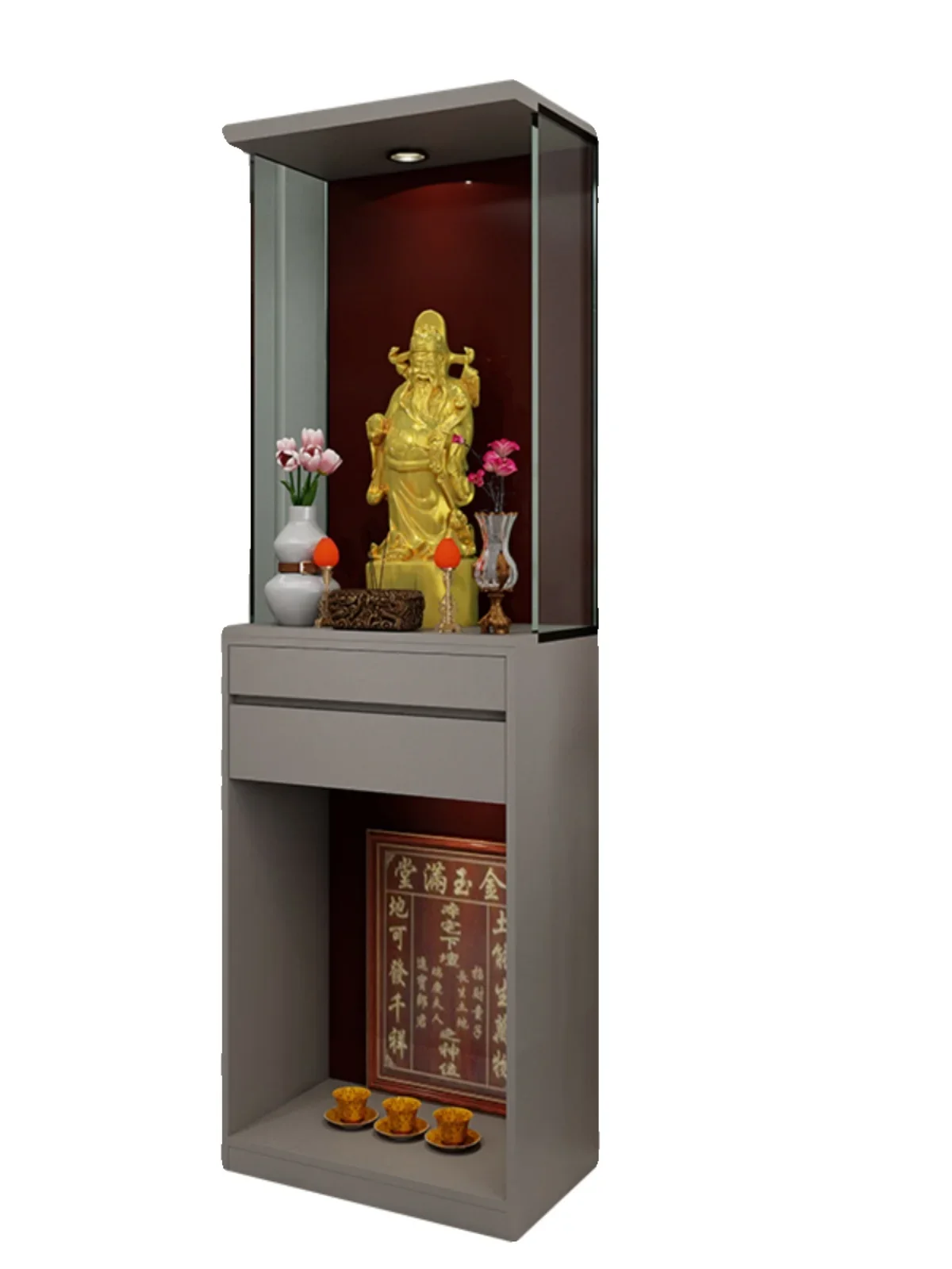 Buddhist shrine Modern shrine cabinet for table New Chinese vertical cabinet for shrine God of Wealth with glass household