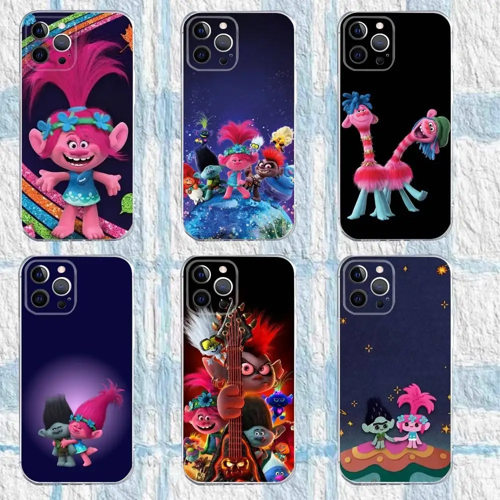 

Cartoon T-Trolls Phone Case For iPhone 16,15,14,13,12,11 Pro,Max,Plus,X,XS,XR,SE,Mini Transparent Silicone Soft