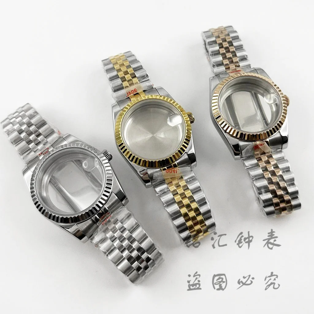 36MM/40MM Fluted Curved Glide Lock Clasp Strap Sapphire Crystal Watch Case For NH34 NH35 NH36 NH38 NH70 NH72 ETA 2824 Movement