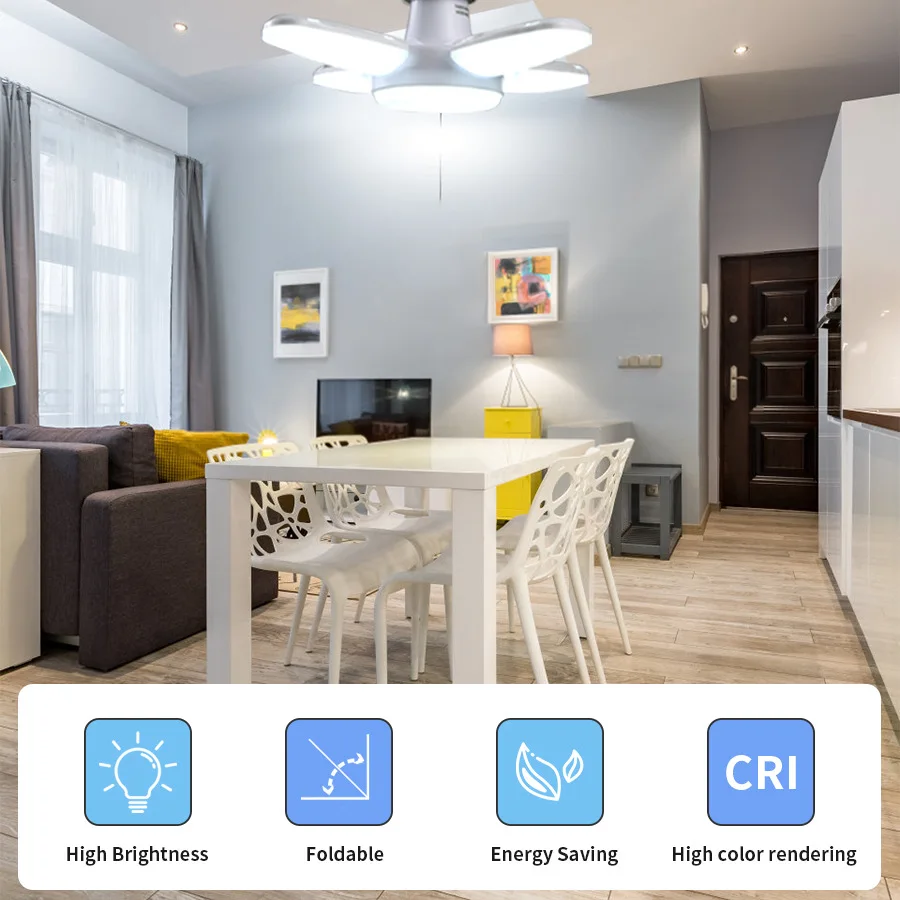 折りたたみ式扇形LEDシーリングライト,超高輝度,ウォームまたはクールホワイトライト,e27電球,28W,85-265v,家庭用