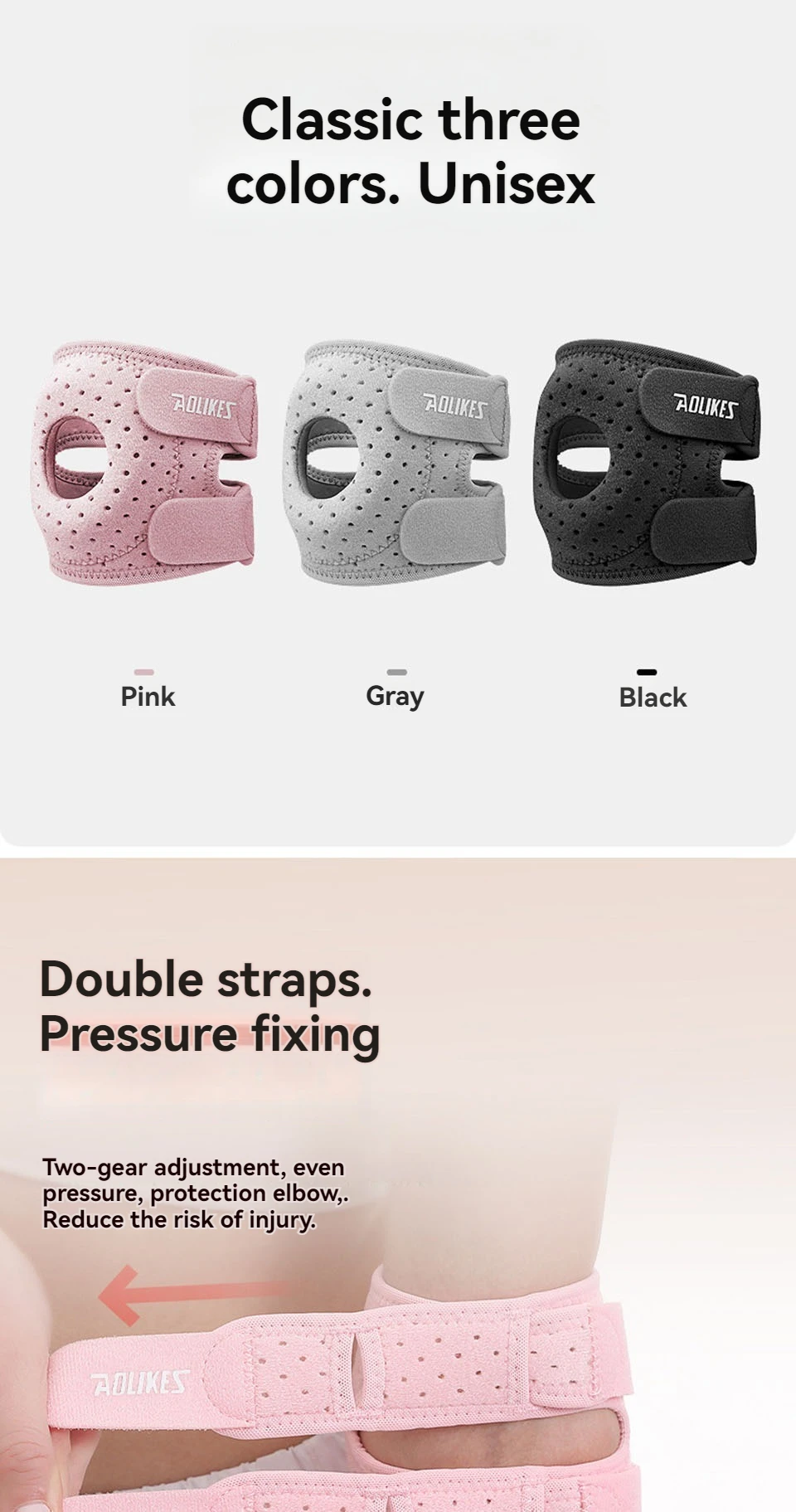 AOLIKES 1 Stück Ellenbogen-Kompressionsmanschette, Ellenbogenbandage für Tennis-Ellenbogen für Damen und Herren, Ellenbogenmanschette für Tennis, Golfer, Badminton – Detail 8