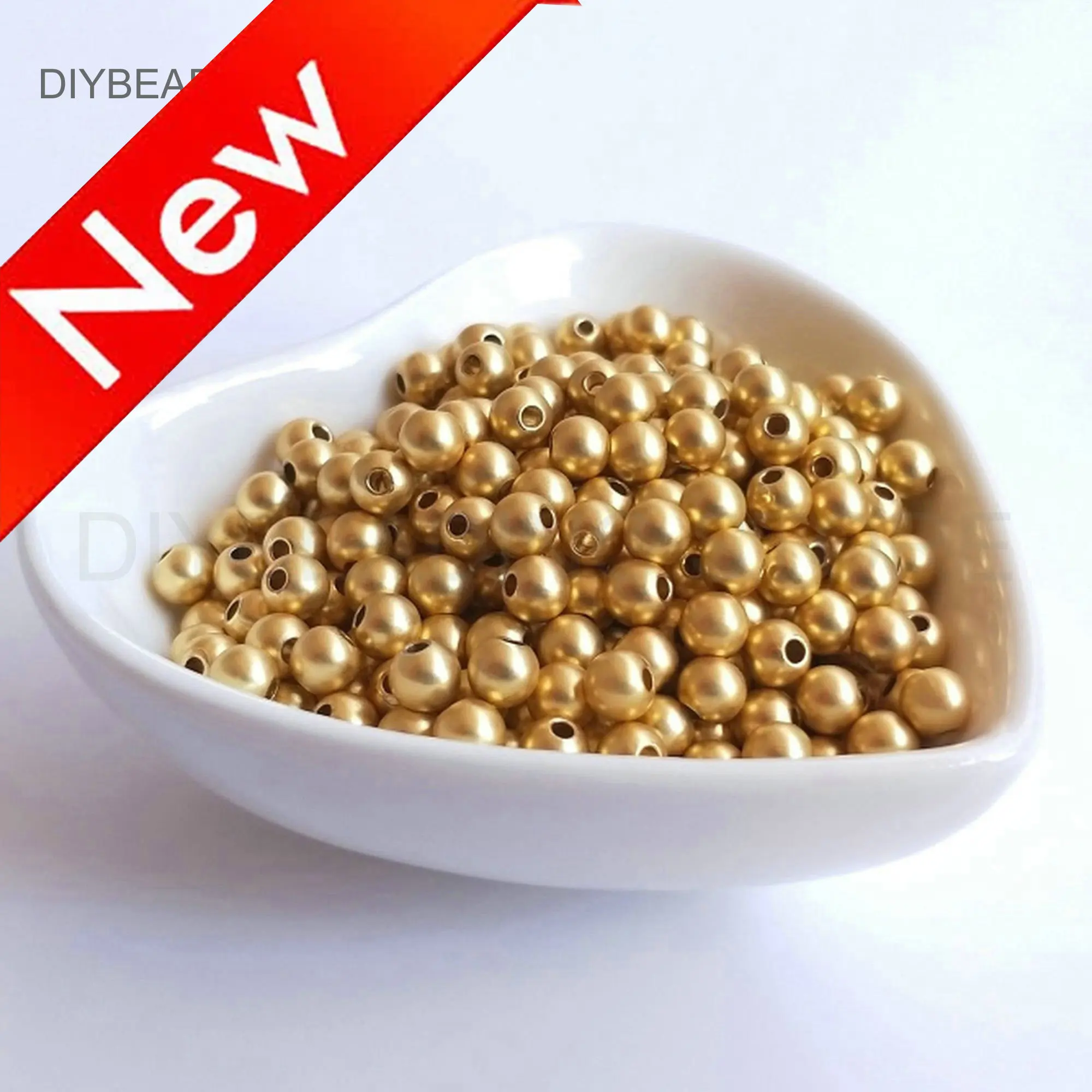 

Gold Jewelry Making Beads Lots Supply 18K Real Gold Plated Matte Round Beads for Necklace Bracelet Earring Making (3/4/5/6/8mm)