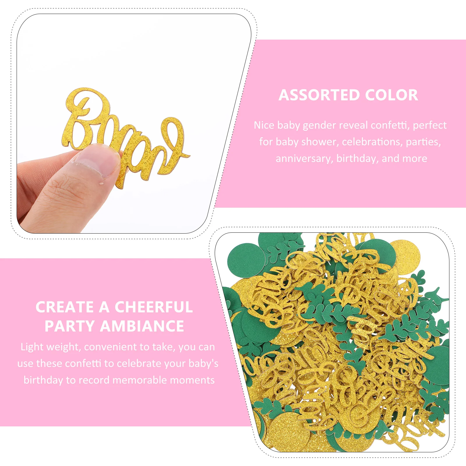 

200pcs Glitter Confetti Flakes Baby Decorations Gender Reveal Round Paper Pieces Lightweight Scatter Table Props