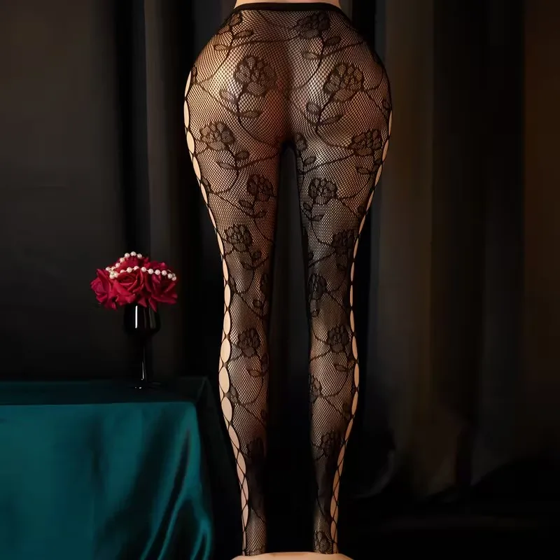 Women's Side Hollow Out Sexy Slim Pantyhose Super Stretch Tights Leggings Stockings Sexy Pantyhose